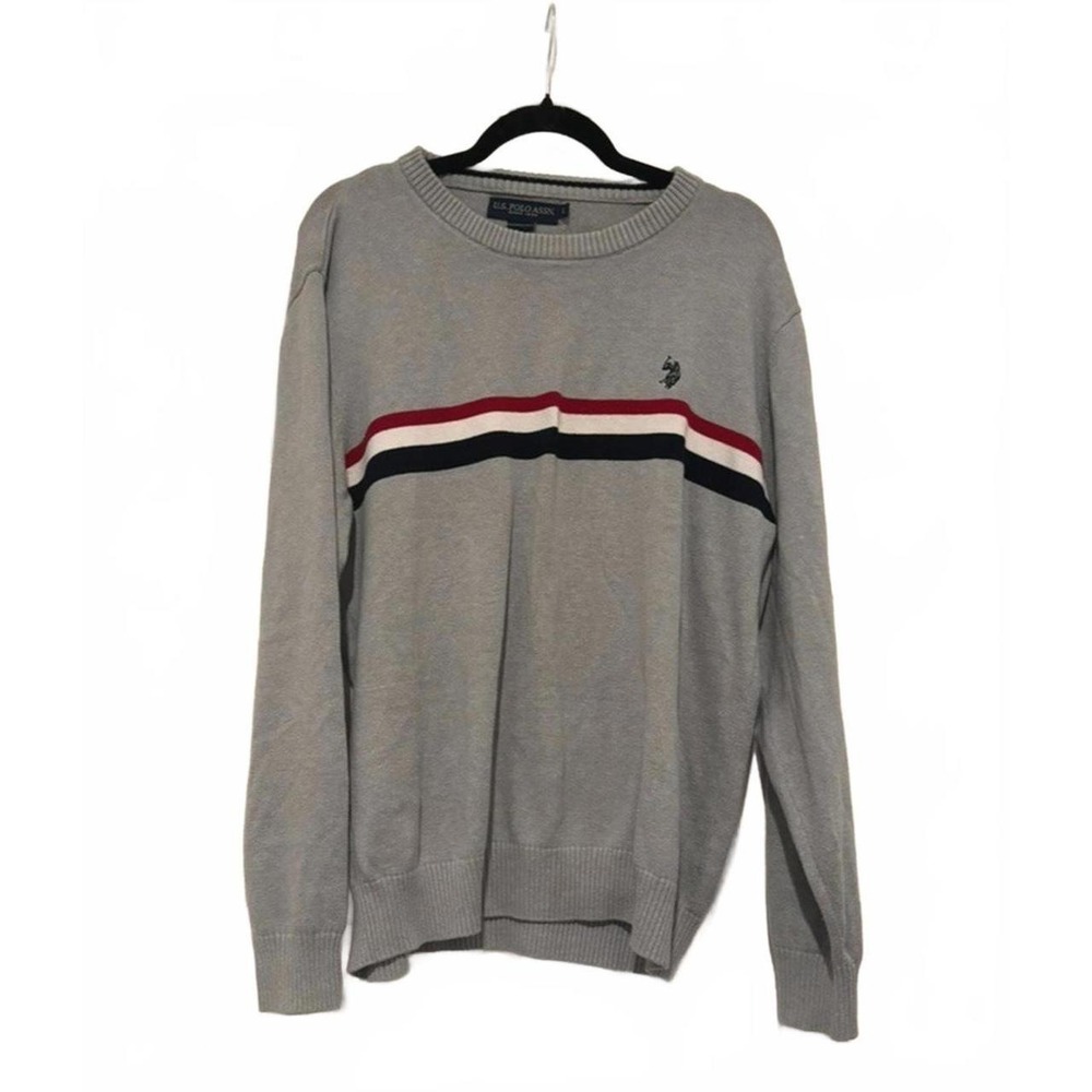 U.S. Polo Assn. grey men's cotton blend pullover sweater sz L #1690